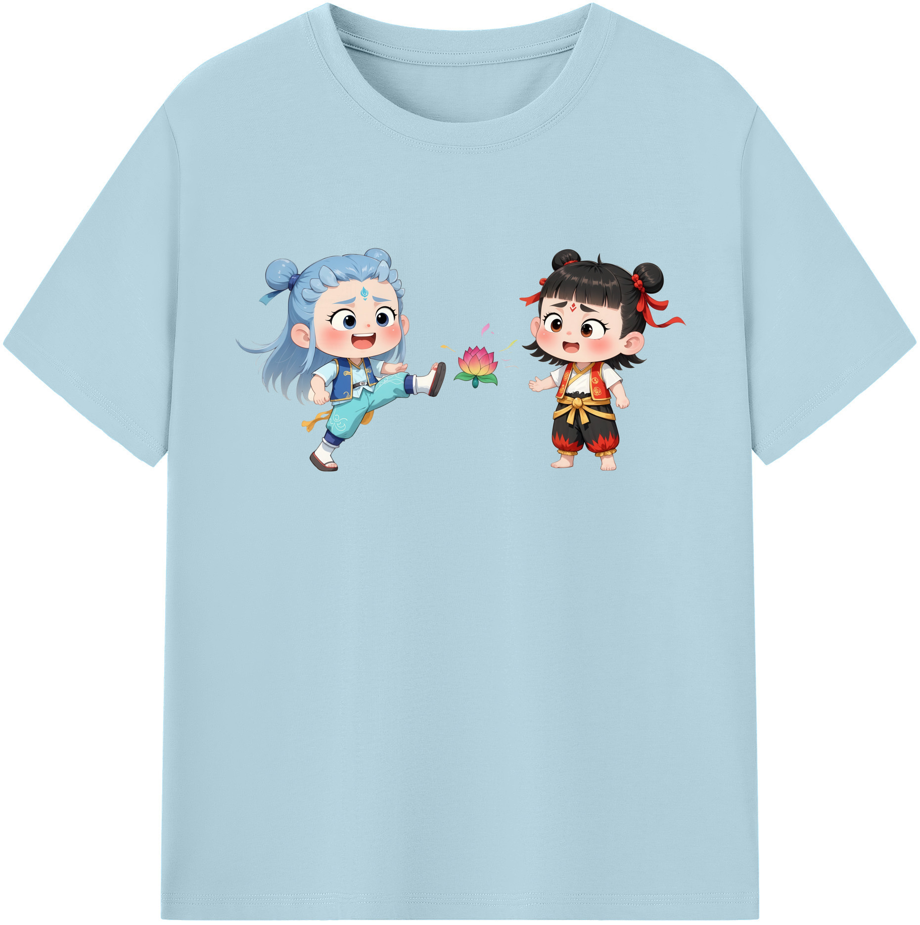 （画像用） Ne Zha 2 ナタ 魔童の大暴れ 綿100％半袖Tシャツ（フロントプリント）